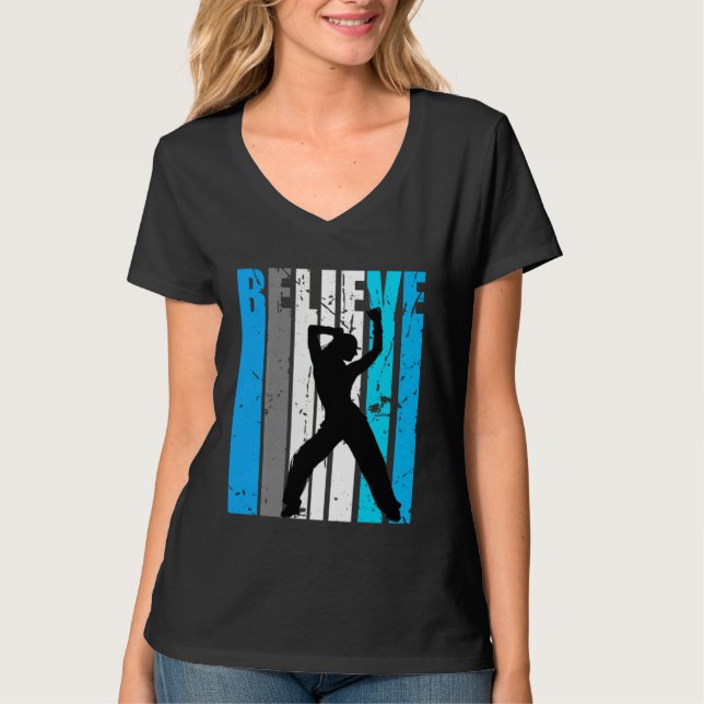 T-shirt Blue Believe Dance Motivational Girls Team Retro (Devant)