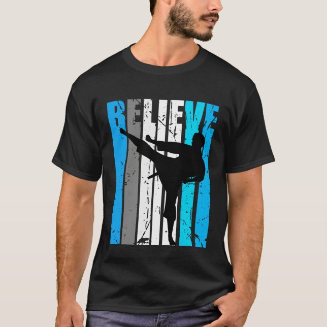 T-shirt Blue Believe Jiu Jitsu Motivational Girls Team Ret (Devant)