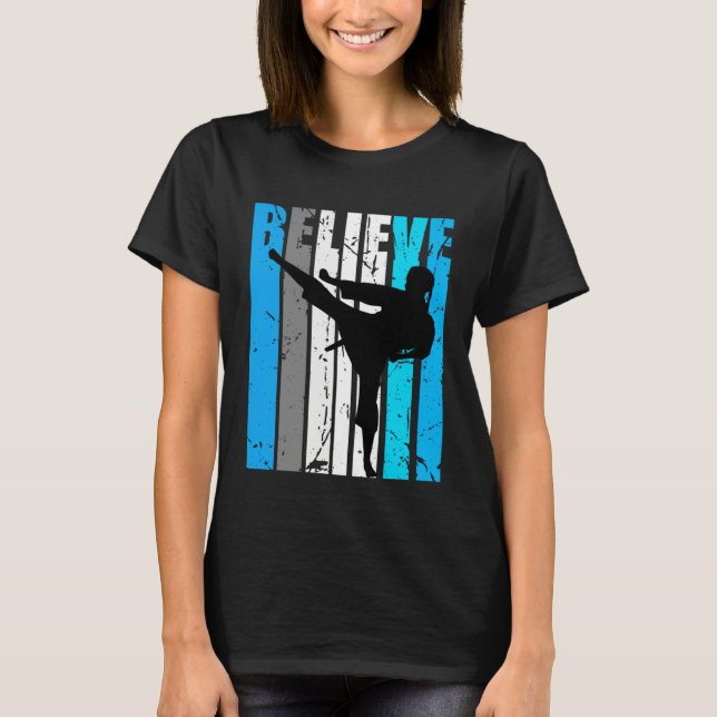 T-shirt Blue Believe Jiu Jitsu Motivational Girls Team Ret (Devant)
