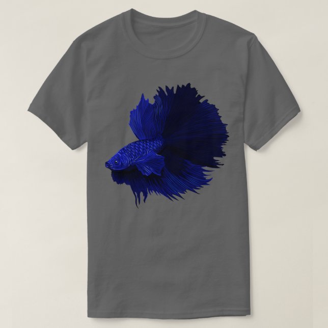 T-shirt Blue Betta Splendens conception de poisson mâle (Design devant)