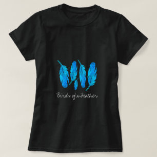 T-shirt Blue boho feathers blue and gray