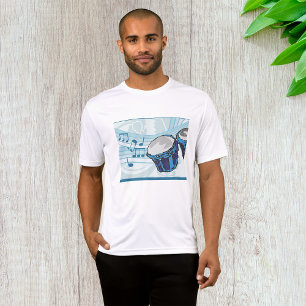 T-shirt Blue Bongo Drum Music Mens Actif
