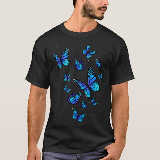 T-shirt Blue Butterfly Art Garden Beaux papillons (Devant)