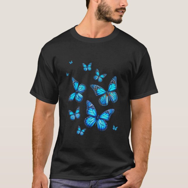 T-shirt Blue Butterfly Art Garden Beaux papillons (Devant)
