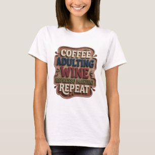 T-shirt Blue CAFÉ DEVENIR ADULTE VIN MARTINI ESPRESSO RÉPÉ
