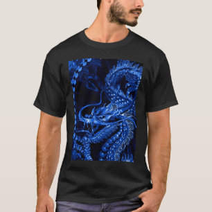 T-shirt Blue Chinese Dragon Art Graphic Tee