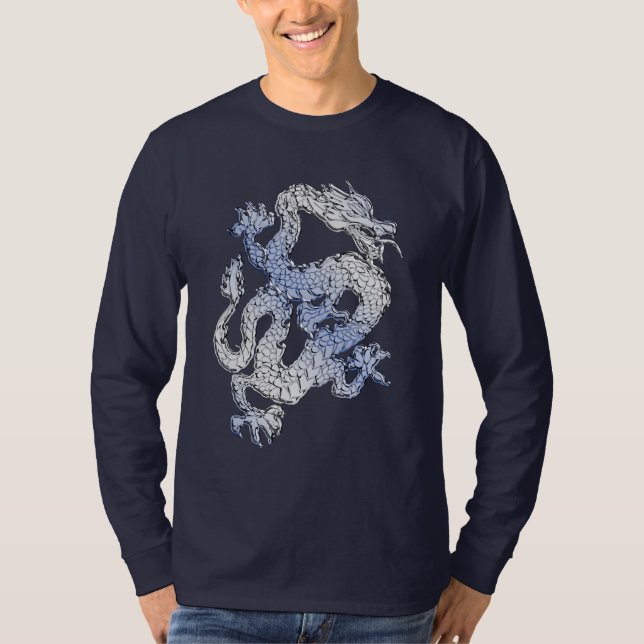 T-shirt Blue Chrome comme Dragon Carbon Fiber Style (Devant)