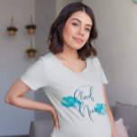 T-shirt Blue Cloud Neuf Baby shower<br><div class="desc">Un tee-shirt Boho et un baby shower de rêve avec l'aquarelle illustrant les nuages bleu turquoise. Le texte dit "nous sommes sur le nuage 9."</div>