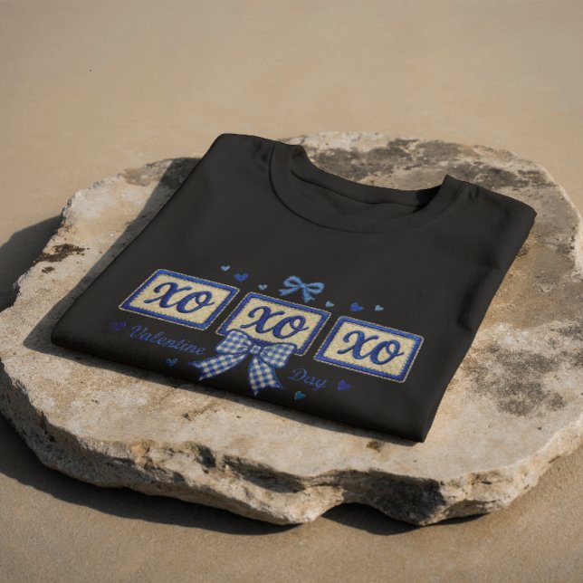 T-shirt Blue Coquette Gingham Bow XOXO Valentine's Day T-S (Créateur téléchargé)