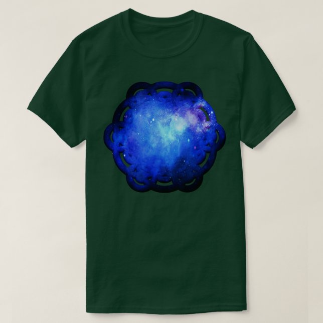 T-shirt Blue Cosmos Espace Fleur De Vie Mandala (Design devant)
