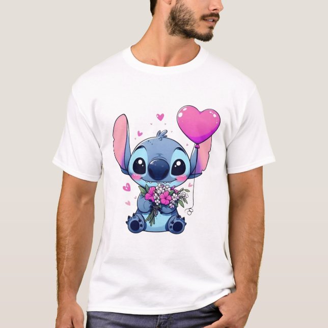 T-shirt Blue Creature Love Tee – Whimsical Character Shirt (Devant)