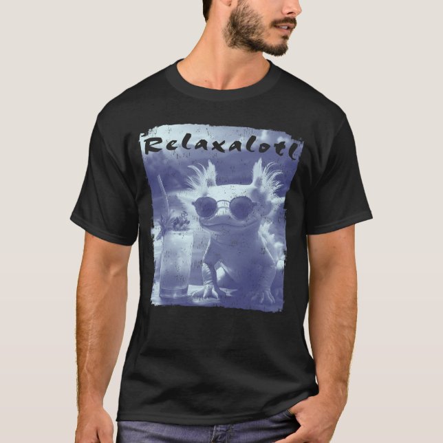 T-shirt Blue Distressed Relaxalotl Axolotl (Devant)