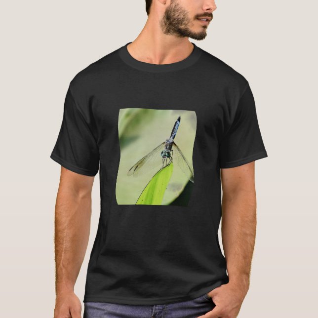 T-shirt Blue Dragonfly green leaf Photo Nature Lovers (Devant)