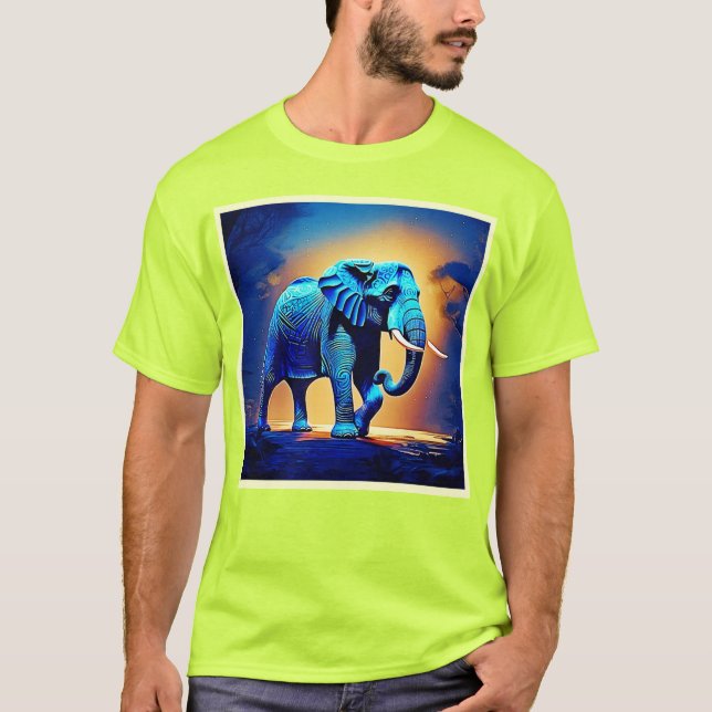 T-shirt Blue Elephant Glow Design (Devant)