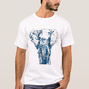 T-shirt Blue Elephant - Pop Art Style & Posterisé