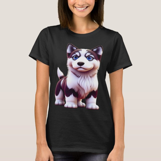 T-shirt Blue Eyed Husky Puppy (Devant)