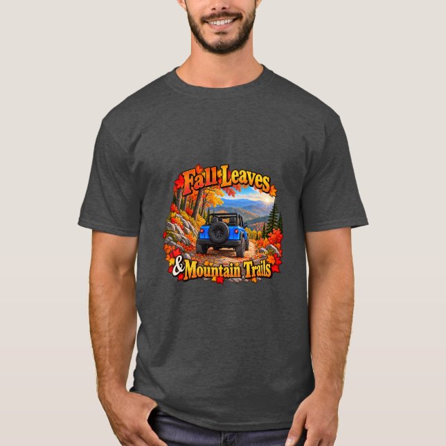 T-Shirt Blue_Fall Leaves & Mt Trails (Devant)