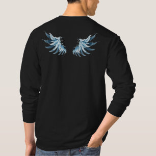 T-shirt Blue Glowing Angel Wings on black background