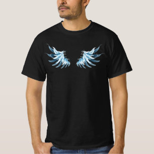 T-shirt Blue Glowing Angel Wings on black background
