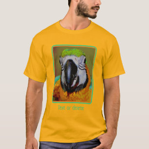 T-shirt Blue Gold Macaw Parrot Face Art Abstrait