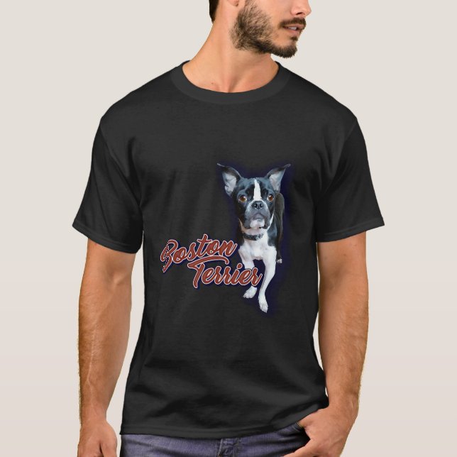 T-shirt Blue Halo Boston Terrier (Devant)