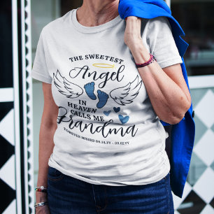 T-shirt Blue Heart Angel m'appelle grand-mère perte de gra