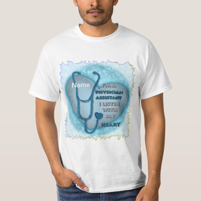 T-shirt Blue Heart Physician Assistant  (Devant)
