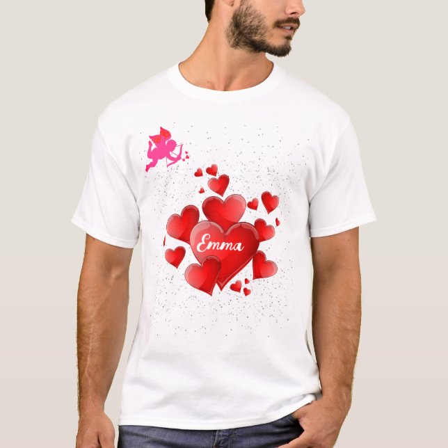 T-shirt Blue heart  romantic wallpaper (Devant)