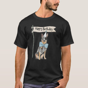T-shirt Blue Heeler Herding Aussie Chiot Joyeux Anniversai