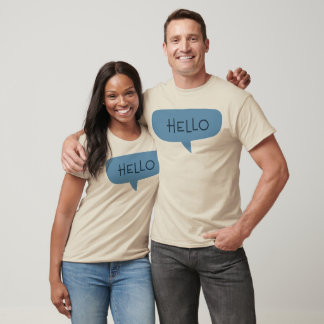 T-shirt Blue "Hello" Speech Bubble Vector Illustration