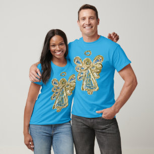 T-shirt Blue Holiday Guardian Angel Custom Art