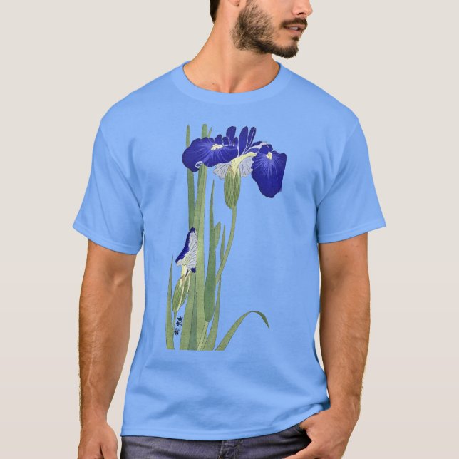 T-shirt Blue Irises par Ohara Koson (Devant)