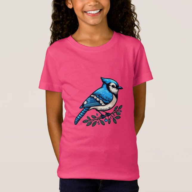 T-shirt Blue Jay bird Fine Jersey (Devant)