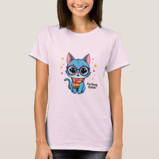 T-shirt Blue Kawaii Kitten