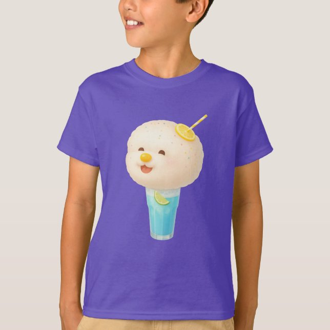 T-shirt Blue Lemon Float : Bichon souriant barbe à papa (Devant)
