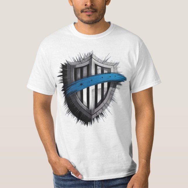 T-shirt Blue Line Shield – Honor, Service, Protection (Devant)