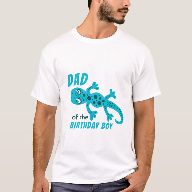 T-shirt Blue Lizard Gecko Papa de Birthday Boy Père (Devant)