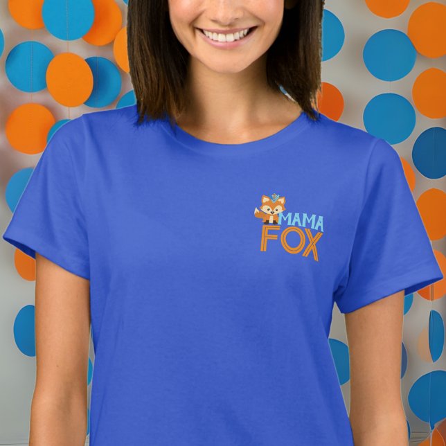 T-shirt Blue Mama Fox Wild One Woodland Anniversaire T-shi (Royal Blue Mama Fox Party Shirt for Baby Shower or Birthday)