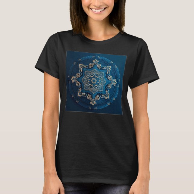 T-shirt Blue Mandala Divine Illustration Unique Luck Women (Devant)