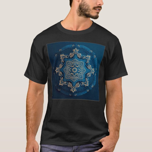 T-shirt Blue Mandala Divine Illustration Unique Luck Women (Devant)