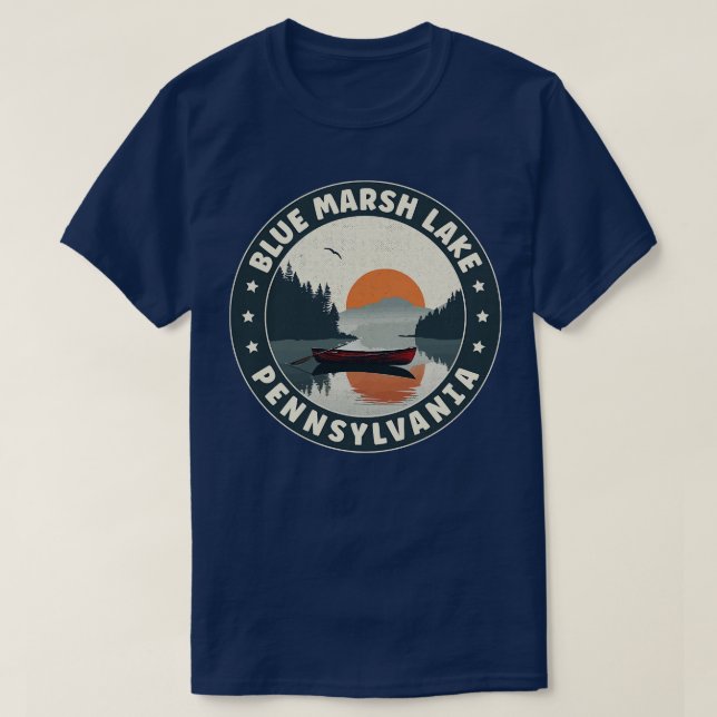 T-shirt Blue Marsh Lake Pennsylvania Sunset (Design devant)