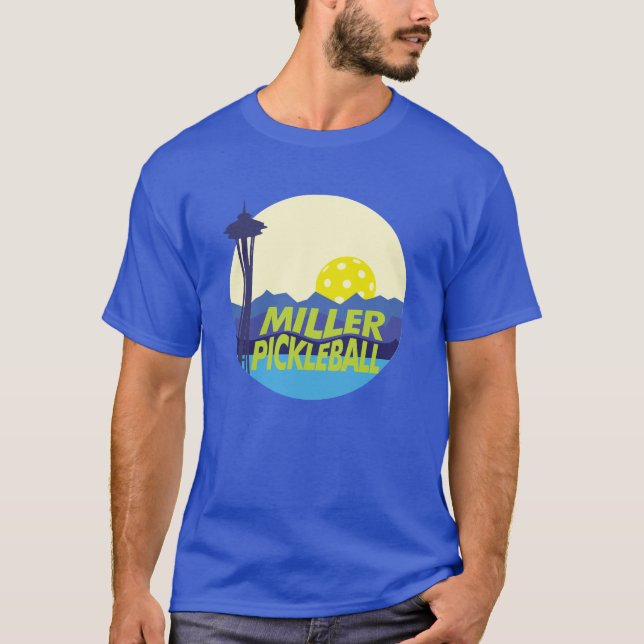 T-shirt Blue Men's Miller Pickleball (Devant)