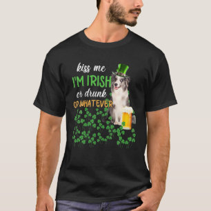 T-shirt Blue Merle Collie Embrasse-Moi Je suis Irlandais O