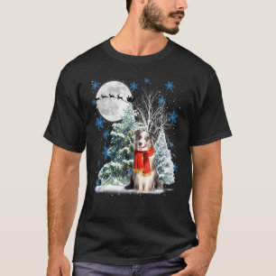 T-shirt Blue Merle Collie Sous La Lune Neige Noël P