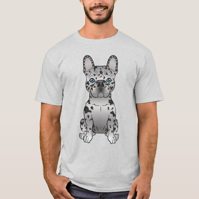 T-shirt Blue Merle French Bulldog / Frenchie Cartoon Chien (Devant)