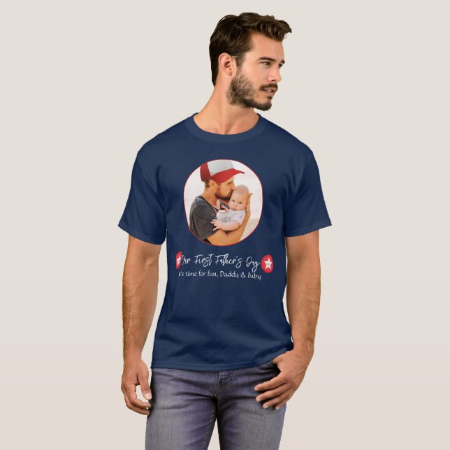 T-shirt Blue Modern Simple Cute Daddy Première Fête des pè (Devant entier)