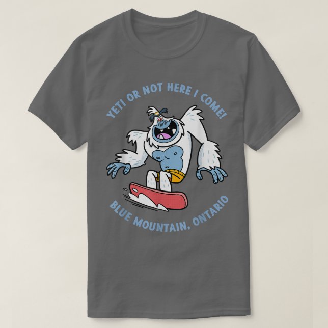 T-shirt Blue Mountain (Ontario) Yeti Vacances en snowboard (Design devant)