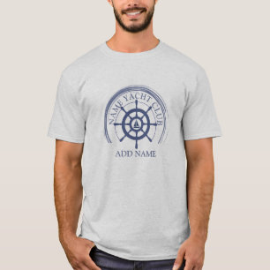 T-shirt Blue Nautical Ancre yacht club bateau marina Nom