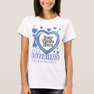 T-shirt Blue Navy Photo Heart J'aime Mon copain