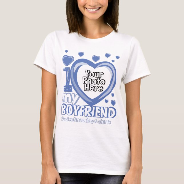 T-shirt Blue Navy Photo Heart J'aime Mon copain (Devant)